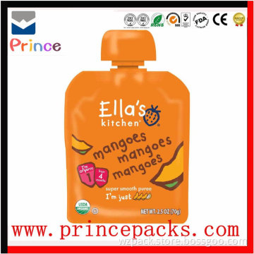 Liquid plastic packaging/Manufacture custom printing stand up reusable baby food spout pouch